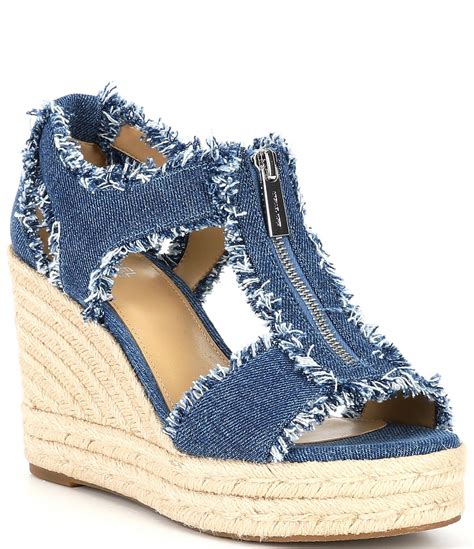 michael kors berkley t strap sandals|Michael Kors denim wedge sandals.